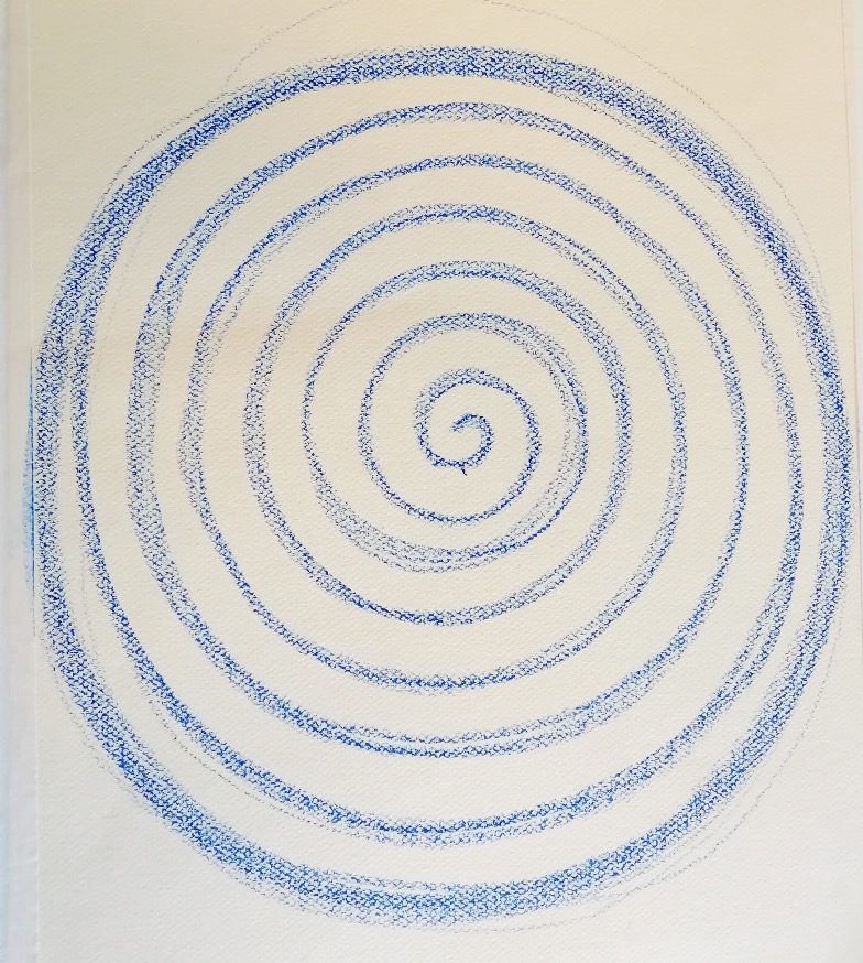 Spiraal tekening kunstzinnige oefening Afke Roggeveen, art therapy, kunstzinnige therapie, beeldende therapie, vaktherapie beeldend