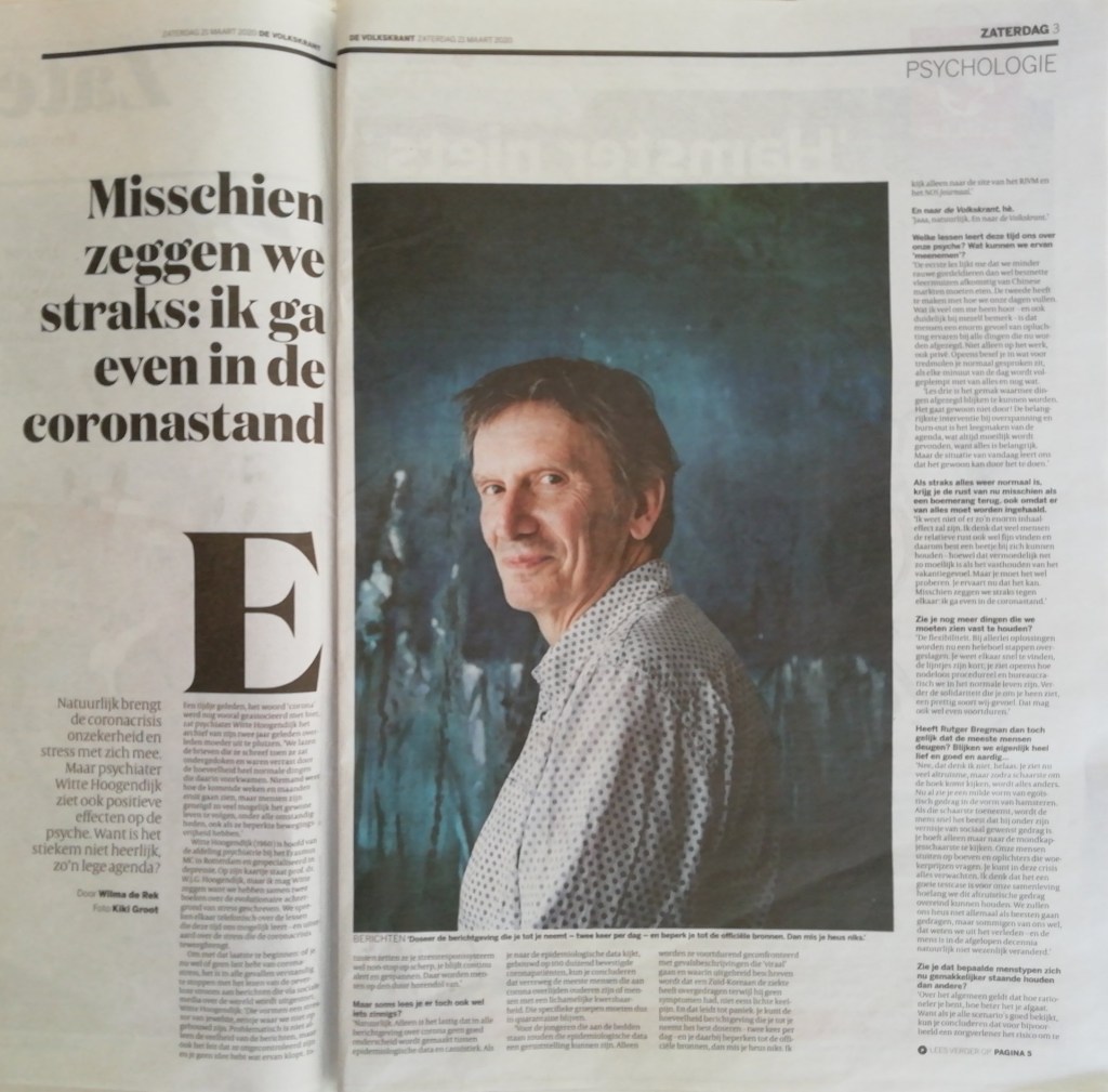Artikel van psychiater Witte Hoogendijk