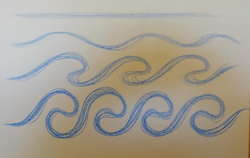 Oefening vormtekening golf - kunstzinnige therapie / beeldende therapie / vaktherapie beeldend